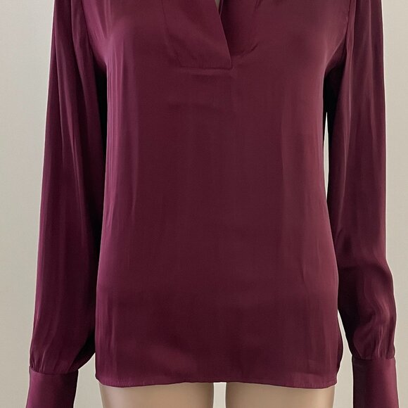 David Lerner Blouse Burgundy Long Sleeves Women's Size Small - Picture 3 of 8